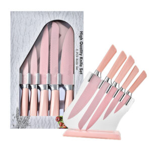 Pretty in Pink: Non-Stick 6-Piece Stainless Steel Kitchen Knife Set