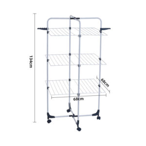 Foldable 3 Tiered Laundry Rack: Convenient Household Standing Clothes Organizer