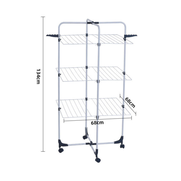 Foldable 3 Tiered Laundry Rack: Convenient Household Standing Clothes Organizer