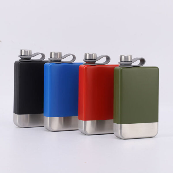 Portable Rubber Coating Whisky Wine Pot: Stylish 8oz Stainless Steel Hip Flask