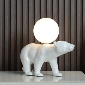 Nordic Modern Creative Resin Desk Lamp: LED Polar Bear Shape Decorative Children Glass Table Lighting