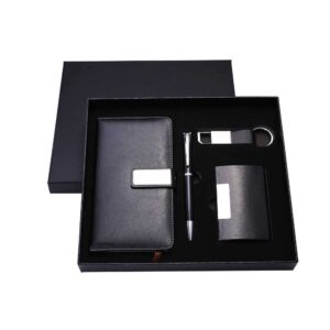 Luxury Business Diary Planner Set: PU Leather Notebook, Card Case, Pen, Keychain - Perfect Company Gift