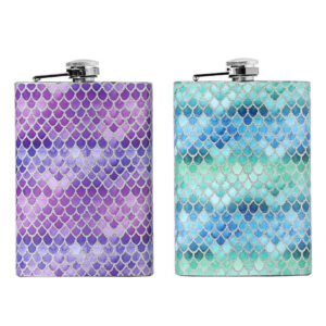 Stylish 8oz Mermaid Scale Stainless Steel Liquor Hip Flask - 3D C | Whisky Bottle