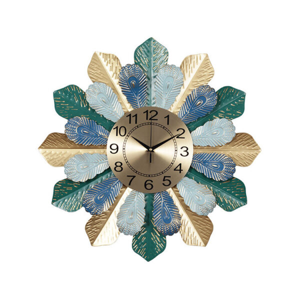 Luxury Leaf Shape Silent Modern Design Metal Art Wall Clock for Living Room: Stunning Decorative Timepiece