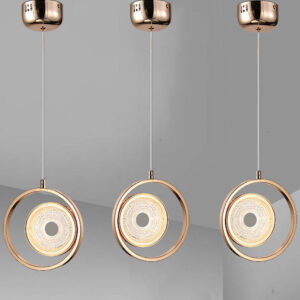 Sparkling Crystal Ring Hanging Lamps: Elegant Gold Bedside Lighting for Bedroom Decoration