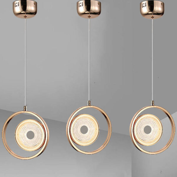 Sparkling Crystal Ring Hanging Lamps: Elegant Gold Bedside Lighting for Bedroom Decoration
