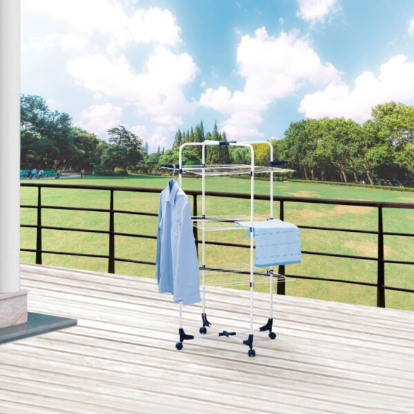Foldable 3 Tiered Laundry Rack: Convenient Household Standing Clothes Organizer - Image 2