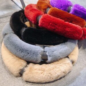 Universal Warm Fur Plush Bling Car Steering Wheel Cover