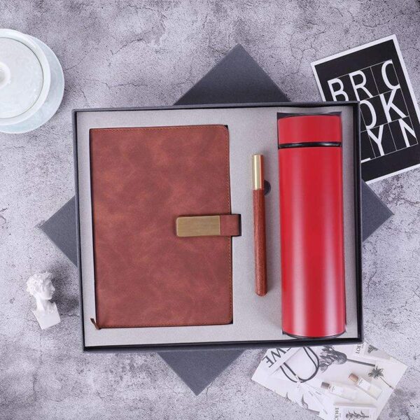 Premium Business Gift Set: Hardcover Notebook with Pen and Bottle - Perfect for Professionals