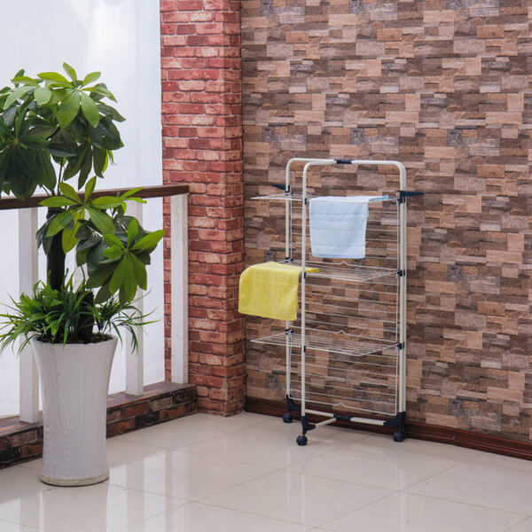 Foldable 3 Tiered Laundry Rack: Convenient Household Standing Clothes Organizer - Image 4