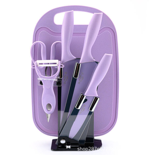 Vibrant Purple 7-Piece Kitchen Knife Set with Chopping Board