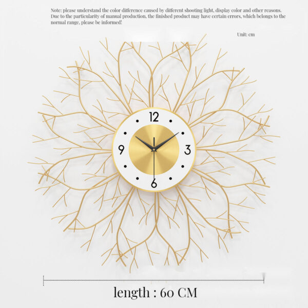 Premium Gold Branches Living Room Round Metal Wall Hanging Clock - Best Quality