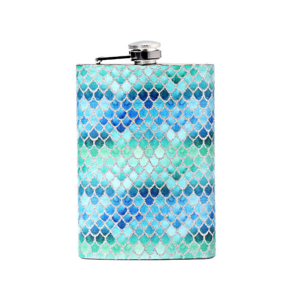Stylish 8oz Mermaid Scale Stainless Steel Liquor Hip Flask - 3D C | Whisky Bottle - Image 2
