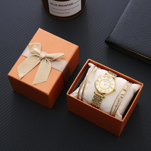 Stylish 3-Piece Set Gift Box: Quartz Ladies Keep in Touch Gold Wristwatches