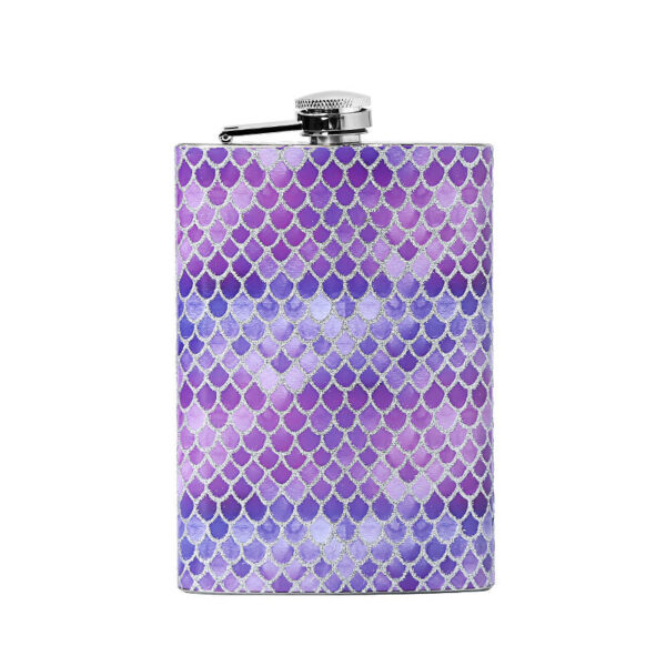 Stylish 8oz Mermaid Scale Stainless Steel Liquor Hip Flask - 3D C | Whisky Bottle - Image 3