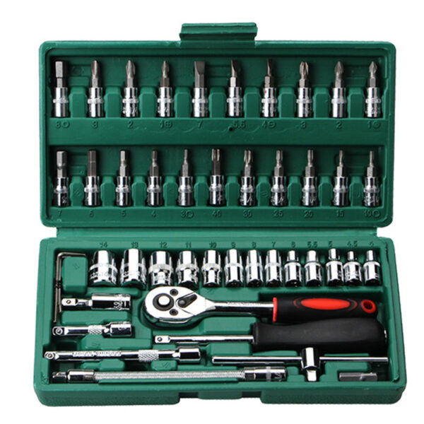 Professional 46-Piece Socket Ratchet Wrench Set for Car and Machine Repair - Image 4