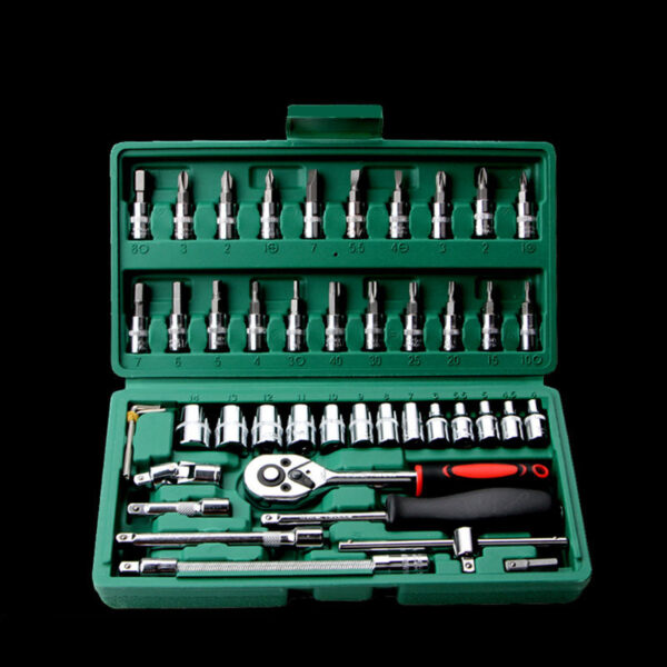 Professional 46-Piece Socket Ratchet Wrench Set for Car and Machine Repair