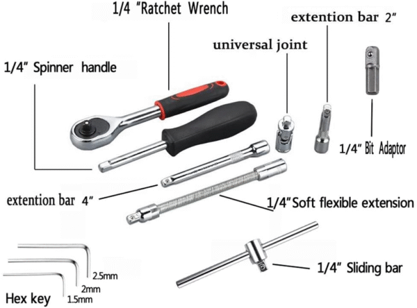 High-Quality Professional Hardware Tool Set: 46-Piece Socket Ratchet Wrench Set for Repairing Cars and Machines - Image 5