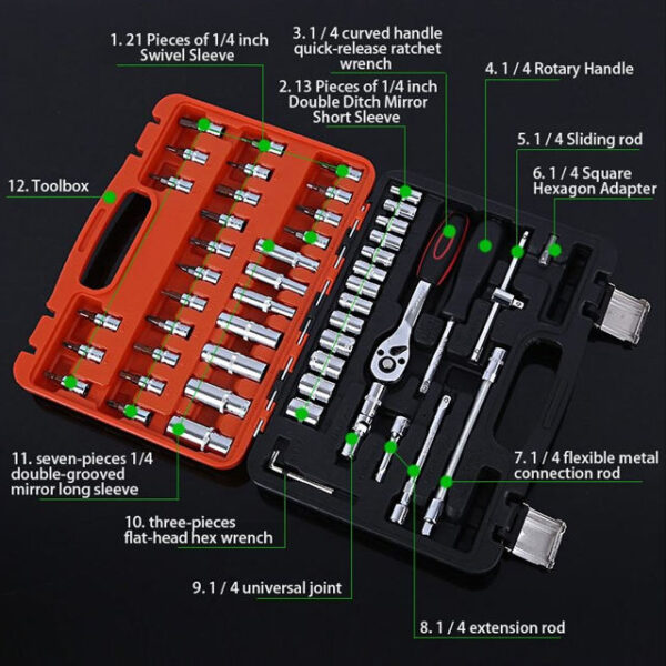 Complete Automotive Mechanics Tool Set with 53 Pieces - Image 2