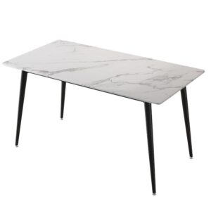Stylish Stone Table with Black Legs: Enhance Your Décor with this Elegant Furniture Piece