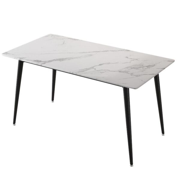 Stylish Stone Table with Black Legs: Enhance Your Décor with this Elegant Furniture Piece