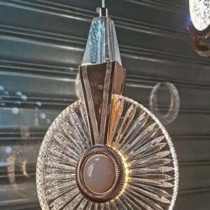 Modern Gold LED Pendant Light: Minimalist Stainless Steel Crystal Luxury for Hotel Dining Room