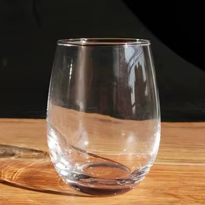 Premium stemless tumbler glass set of 6 model 3514 with a rounded clear glass design and thick weighted base.