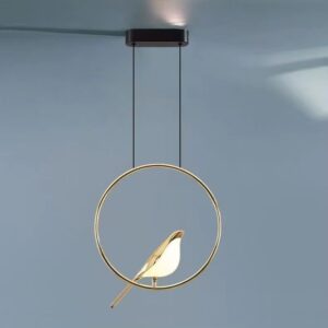 Modern orbit ring pendant light with a circular frame and integrated LED lighting.