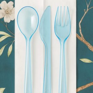 Disposable plastic cutlery set for parties and catering